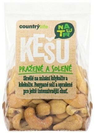 Country Life Kešu ořechy pražené solené 100g porovnat ceny