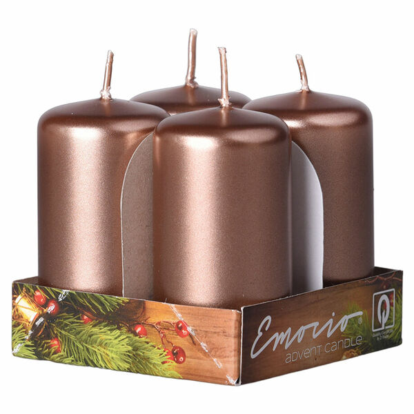 Z-TRADE Emocio Svíčky válec 40 x 75 mm Bronzové metalik 4 kusy porovnat ceny