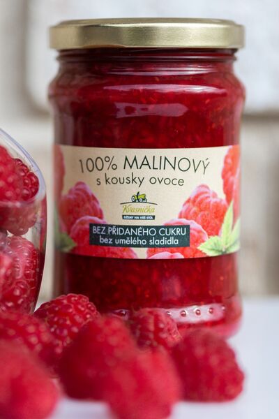 Kvasnička 100% malinový s kousky ovoce 275g porovnat ceny