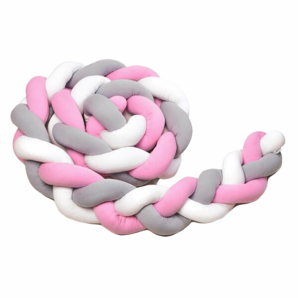 T-Tomi Pletený mantinel 220 cm White+Grey+Pink 1ks porovnat ceny