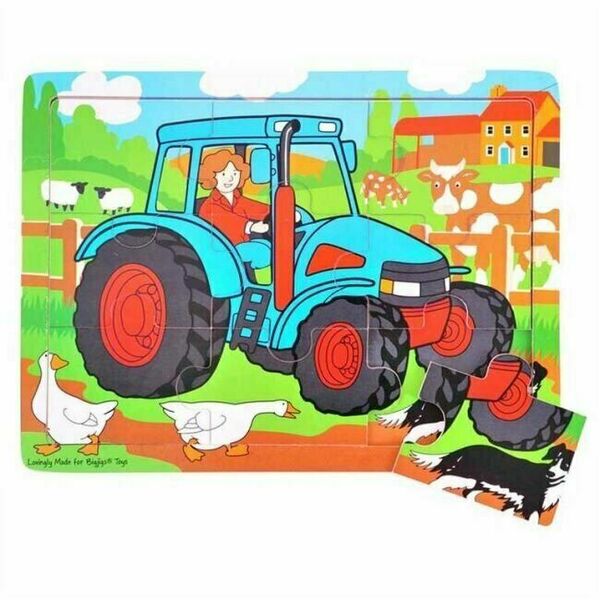 Bigjigs Toys Dřevěné puzzle traktor 9 dílků porovnat ceny