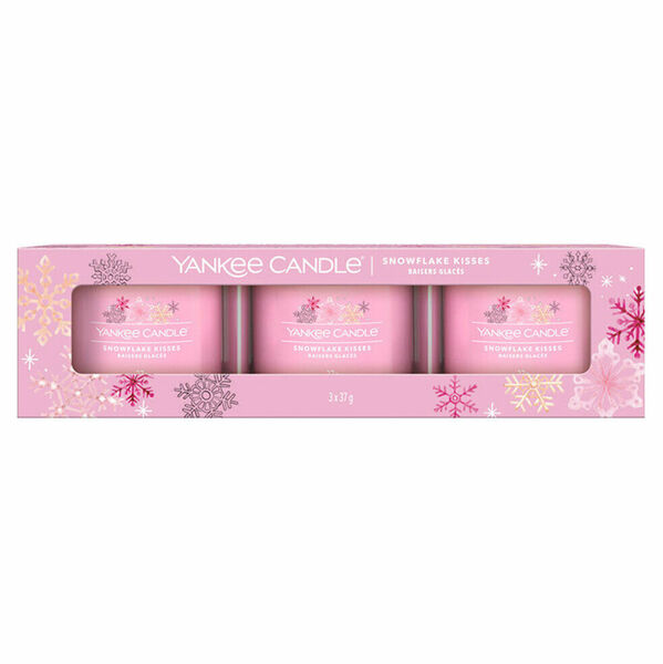 YANKEE CANDLE Votivní svíčka ve skle Snowflake Kisses 3 x 37 g porovnat ceny