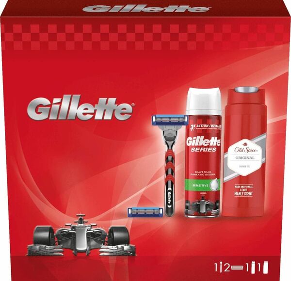 Gillette Mach3 Turbo Holicí strojek, pěna na holení a Old Spice sprchový gel Dárkové balení porovnat ceny
