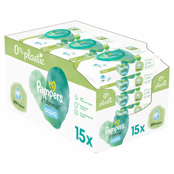 Pampers Harmonie Aqua Dětské čisticí ubrousky 15 x 48 ks porovnat ceny