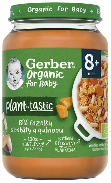 Gerber Organic 100% rostlinný příkrm bílé fazolky se sladkým bramborem a quinoou 190 g porovnat ceny
