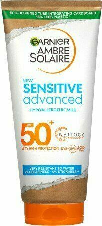 Garnier Ambre Solaire Sensitive Advanced opalovací mléko, velmi vysoká ochrana, světlá citlivá pokožka, SPF 50+, 175 ml porovnat ceny