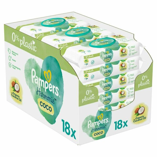 Pampers Coconut Pure Dětské Čisticí Ubrousky 18x42ks porovnat ceny