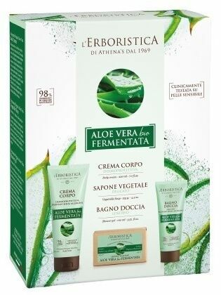 Erboristica Kosmetická sada Tělová péče fermentované aloe vera bio - Tělový krém 200ml + Sprchový gel 100ml + Tuhé mýdlo porovnat ceny