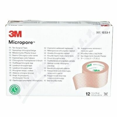 3M Micropore papír.náplast tělová 2.5cmx9.1m 12ks porovnat ceny