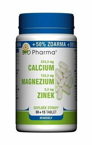 BIO Pharma Calcium+Magnesium+Zinek 30+15 tablet porovnat ceny