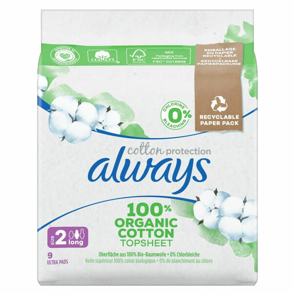 ALWAYS Hygienické vložky Organic Cotton Long 9 kusů porovnat ceny