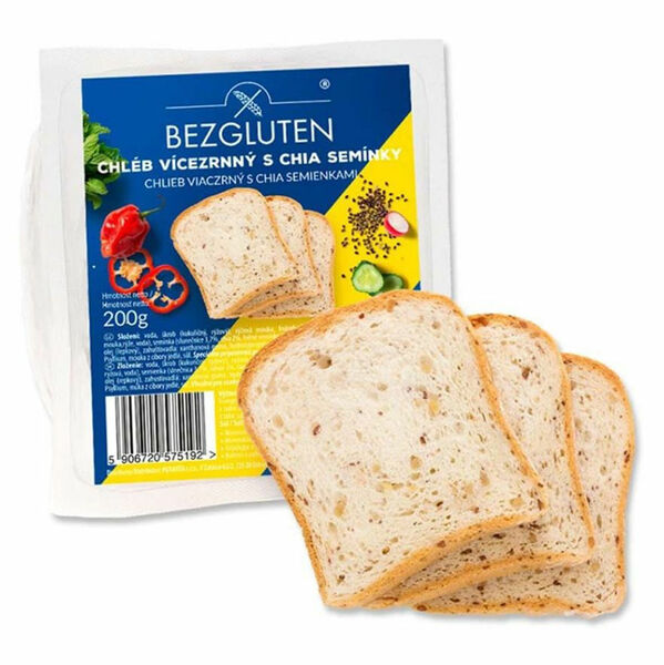 BEZGLUTEN Chléb vícezrnný s chia semínky 200 g, Neobsahuje: Lepek porovnat ceny