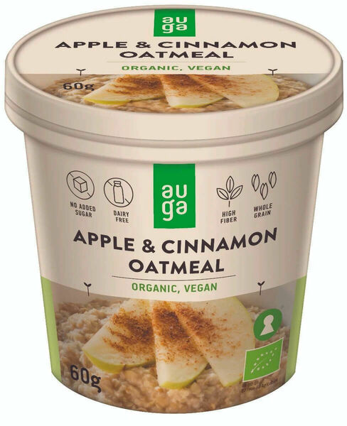 Auga Organic Oatmeal, bio ovesná kaše s jablkem a skořicí, 60g porovnat ceny