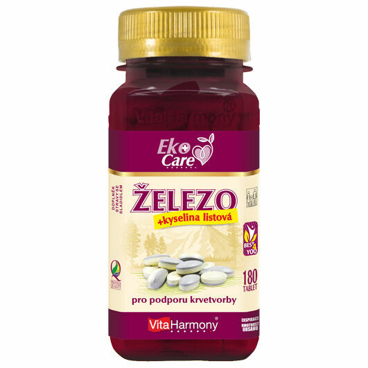 VitaHarmony, s.r.o.  VitaHarmony VE Železo 20 mg s kys. listovou, dvouvrstvá tableta - 180ks porovnat ceny