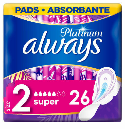 Always Platinum Super (Velikost 2) Hygienické Vložky S Křidélky 26ks porovnat ceny