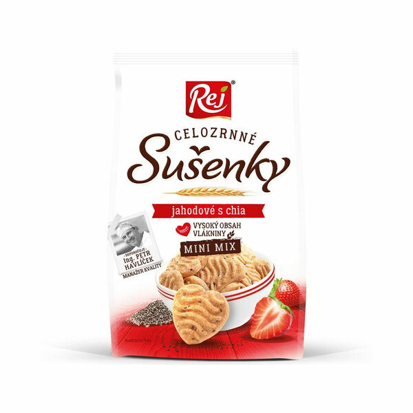 REJ Sušenky celozrnný mix jahodové s chia 190 g porovnat ceny