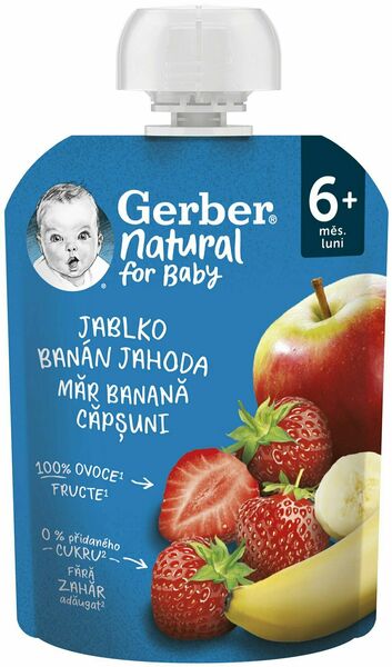 Gerber Natural kapsička jablko, banán a jahoda 90 g porovnat ceny