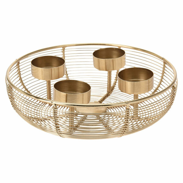 Z-TRADE Kovový svícen 205 x 60 mm kulatý na 4 ks čajové svíčky zlatá porovnat ceny