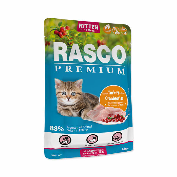 Rasco Premium Kitten krůta s brusinkou kapsička 85 g porovnat ceny