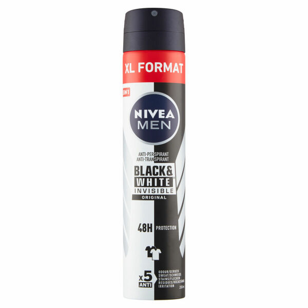 NIVEA Black&White Invisible Original Antiperspirant sprej pro muže 200 ml porovnat ceny