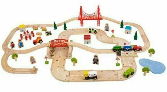 Bigjigs Rail Dřevěná vláčkodráha s venkovskou cestou 80 ks porovnání ceny