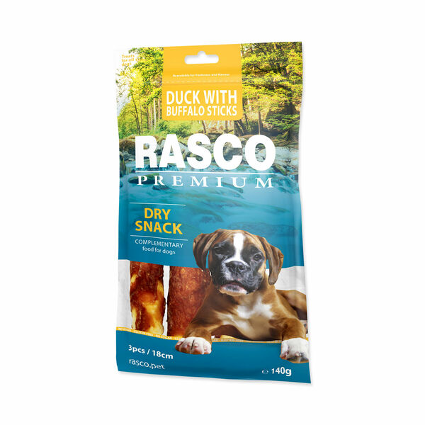 Rasco Premium Bůvolí tyčinky obalené kachním 3 ks 18 cm 140 g porovnat ceny
