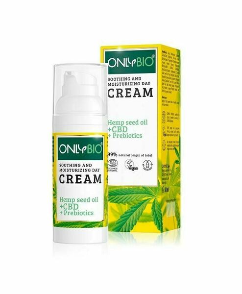 OnlyBio Zklidňující denní krém pro citlivou pleť s konopím a CBD 50 ml porovnat ceny