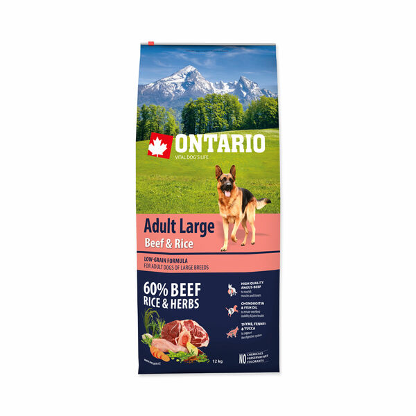 Ontario Adult Large Beef&Rice granule 12 kg porovnat ceny