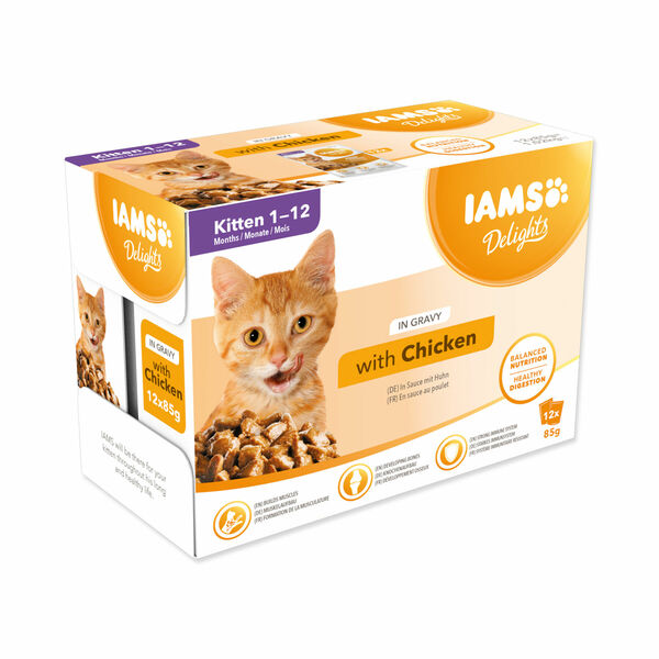 IAMS Delights Kitten Kuře v omáčce kapsičky multipack 12x85 g porovnat ceny