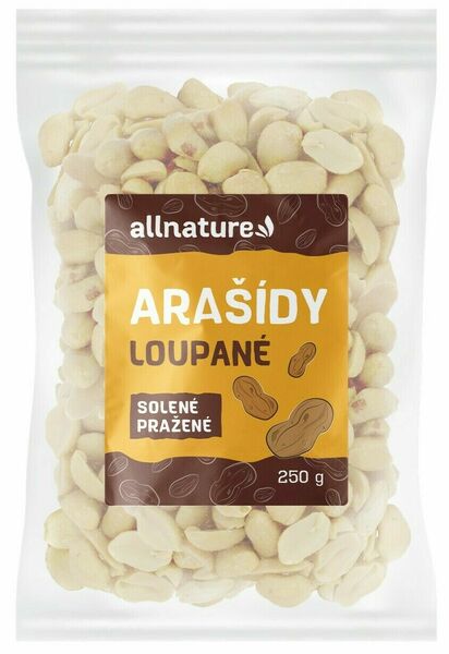 Allnature Arašídy loupané pražené solené 250g porovnat ceny
