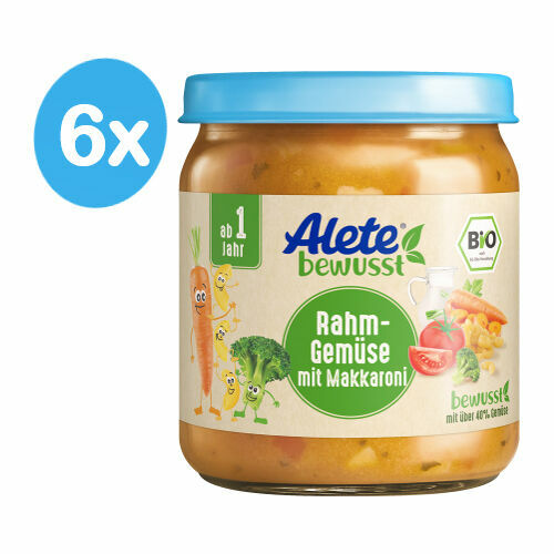 Alete BIO Příkrm zelenina s makaróny a smetanou 12m+ 6x250 g porovnat ceny