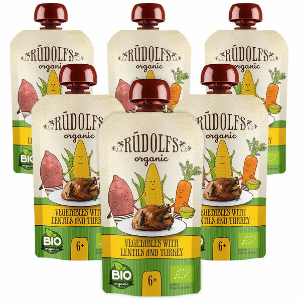 Rudolfs Zelenina, čočka, krůtí maso BIO kapsička 6x110 g porovnat ceny