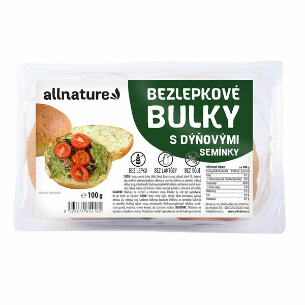 ALLNATURE Bezlepkové bulky s dýňovými semínky 100 g porovnat ceny
