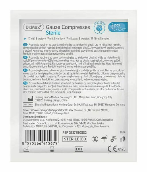 Dr.Max Gauze Compresses Sterile 7,5x7,5 cm 2 ks porovnat ceny