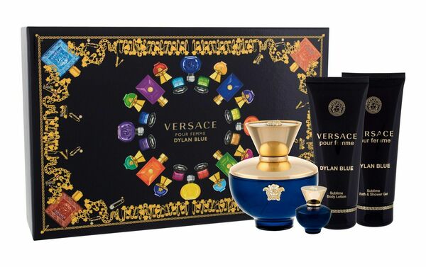 Versace Dylan Blue pour Femme Set Eau de parfume 100ml + Bath&Shower Gel 100ml + Body Lotion 100ml + mini Eau de Parfume porovnat ceny