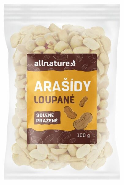 Allnature Arašídy loupané pražené solené 100g porovnat ceny