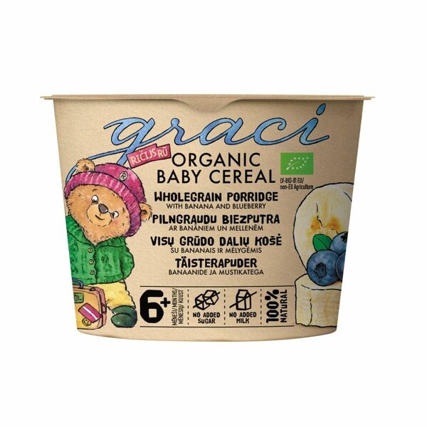 Graci Dětská celozrnná kaše banán/borůvka od 6m+ BIO 20 g porovnat ceny