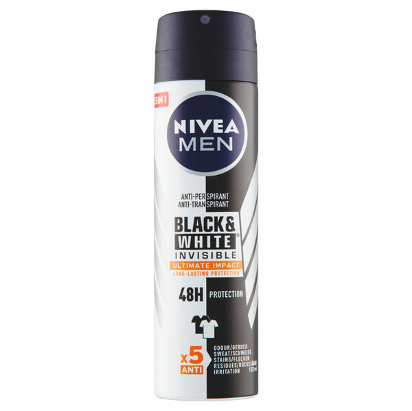 NIVEA Black&White Invisible Ultimate Impact Antiperspirant sprej pro muže 150 ml porovnat ceny