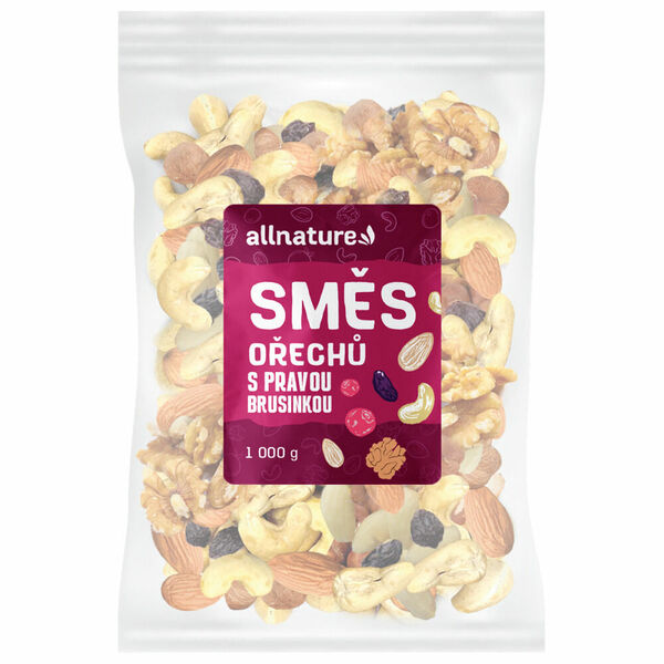 ALLNATURE Směs ořechů s pravou brusinkou 1000 g porovnat ceny