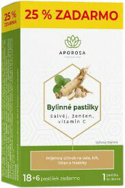 Aporosa Bylinné pastilky šalvěj, ženšen, vitamin C 18+6ks porovnat ceny