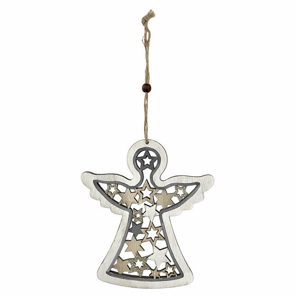 Z-TRADE Anděl na zavěšení přírodní s glitrem, bílá 150x170mm 1 kus porovnat ceny