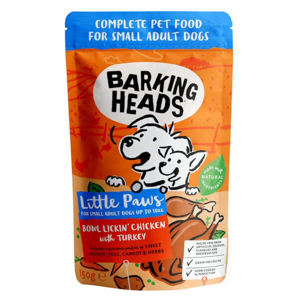 BARKING HEADS Litt.Paws Lickin Chick Turkey kapsička pro psy 150 g porovnat ceny