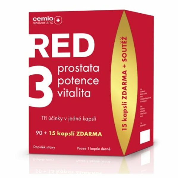 CEMIO RED3 Prostata, vitalita, potence 90 + 15 DÁRKOVÉ balení 2022 porovnat ceny