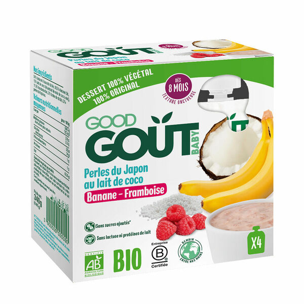 GOOD GOUT Kokosový dezert s tapiokou, malinou a banánem BIO 4 x 85 g porovnat ceny