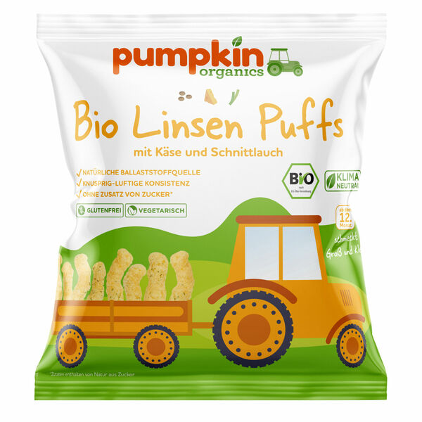pumpkin organics BIO Čočkové křupky se sýrem čedar a pažitkou 12.měsíc 20 g porovnat ceny