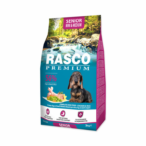 Rasco Premium Senior Mini&Medium Kuře s rýží granule 3 kg porovnat ceny