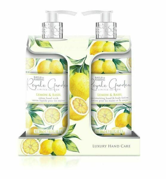 Baylis & Harding Dárková sada Royale Garden Lemon & Basil tekuté mýdlo + mléko na ruce 2x300 ml porovnat ceny