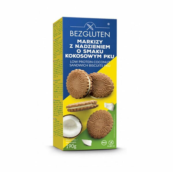 BEZGLUTEN Sušenky PKU Markýzy s kokosovou náplní 190 g porovnat ceny