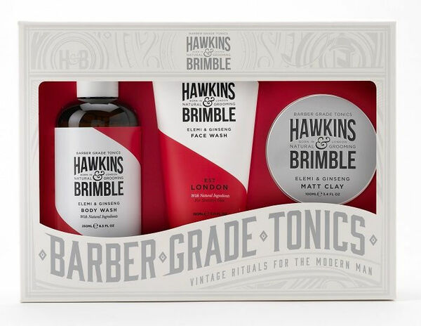 Hawkins & Brimble Pánský set mycí gel na obličej + sprchový gel + pomáda porovnat ceny