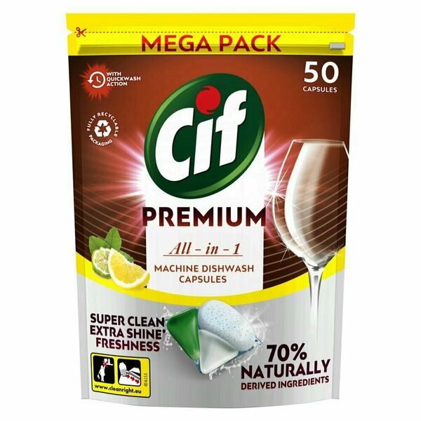 Cif Premium Clean All in 1 Lemon&Bergamot Kapsle do myčky nádobí 50 ks porovnat ceny